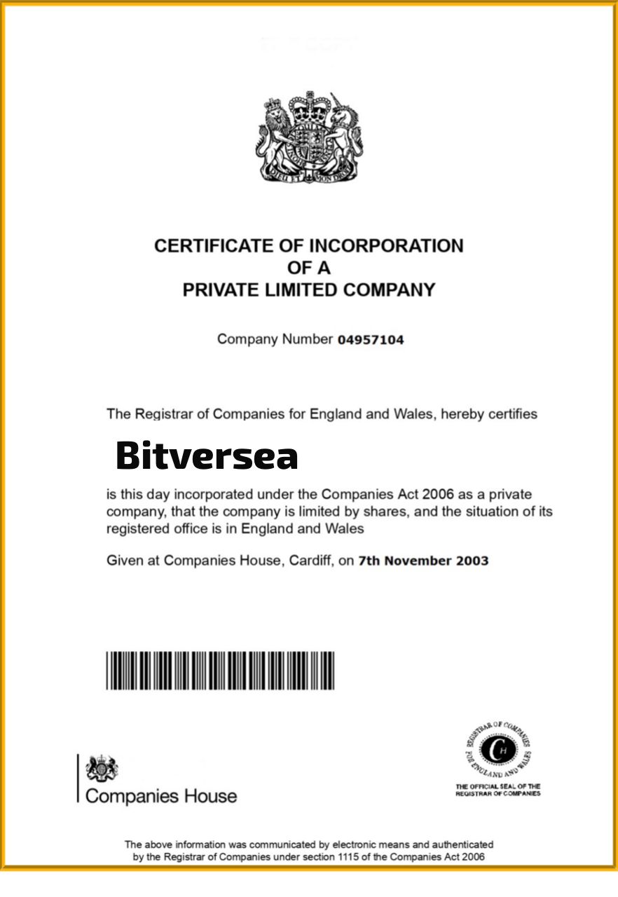 UK Certificate of Incorporation